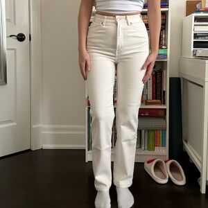 Primark Women's Cream Straight Leg Jeans